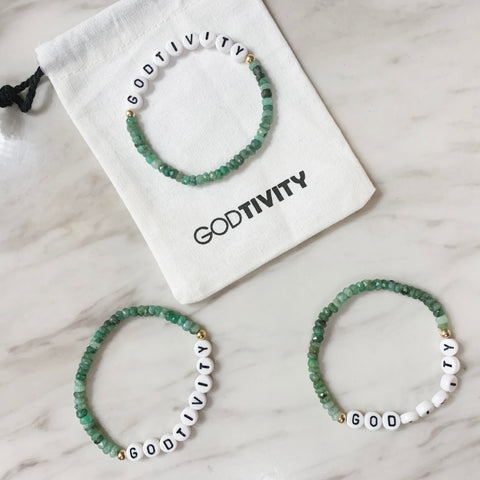 Godtivity Natural Emerald And 14k Gold Bracelet