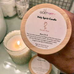 Holographic Holy Spirit Garden Rose Scented Soy Wax 9oz Candle