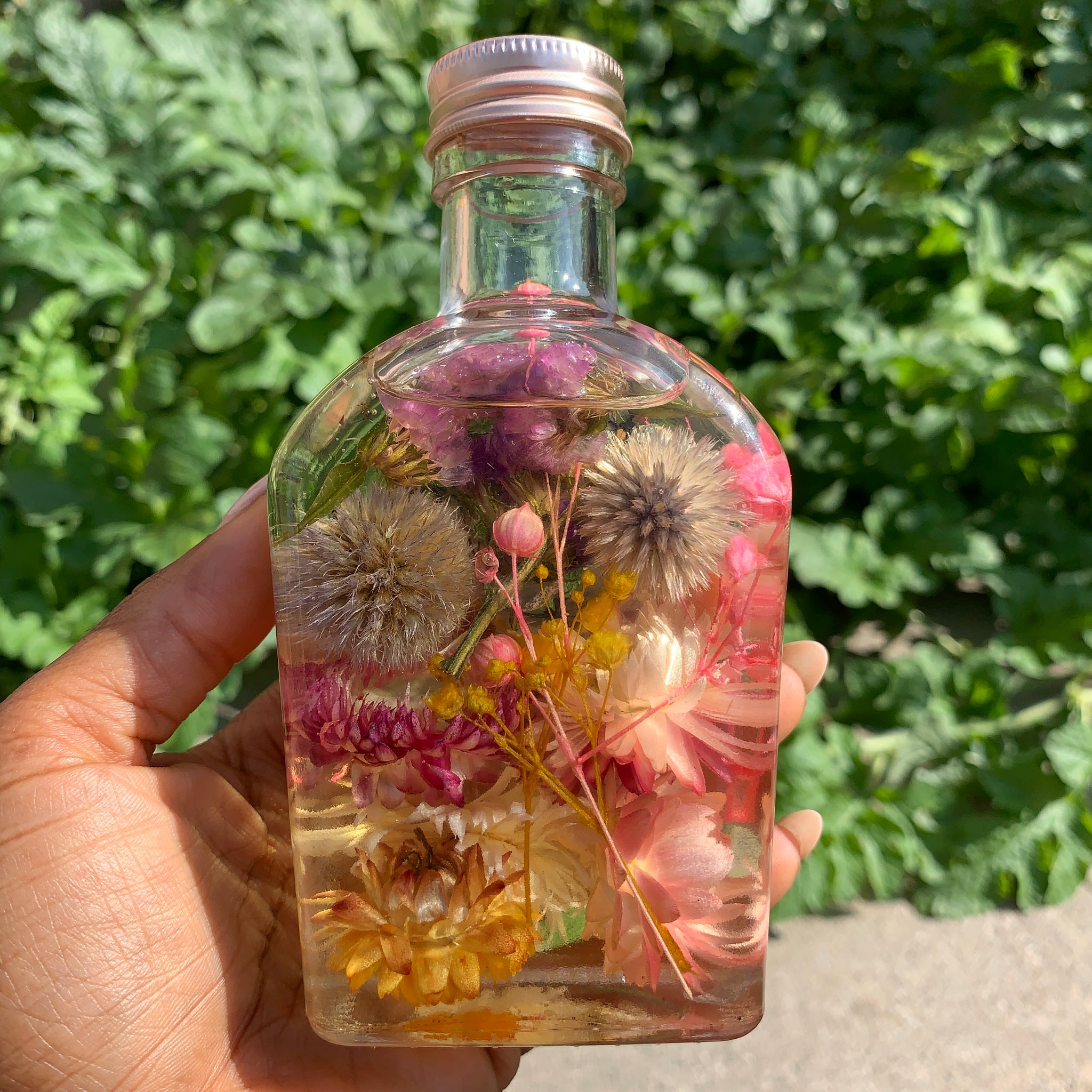 Herbarium Preserved Flowers Anointing Oil Glass Bottle
