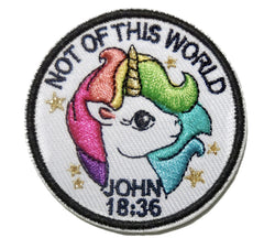 Unicorn Embroidery Iron-on Christian Patch John 18:36 Bible Verse