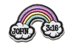 Rainbow Embroidery Iron-on Christian Patch John 3:16 Bible Verse