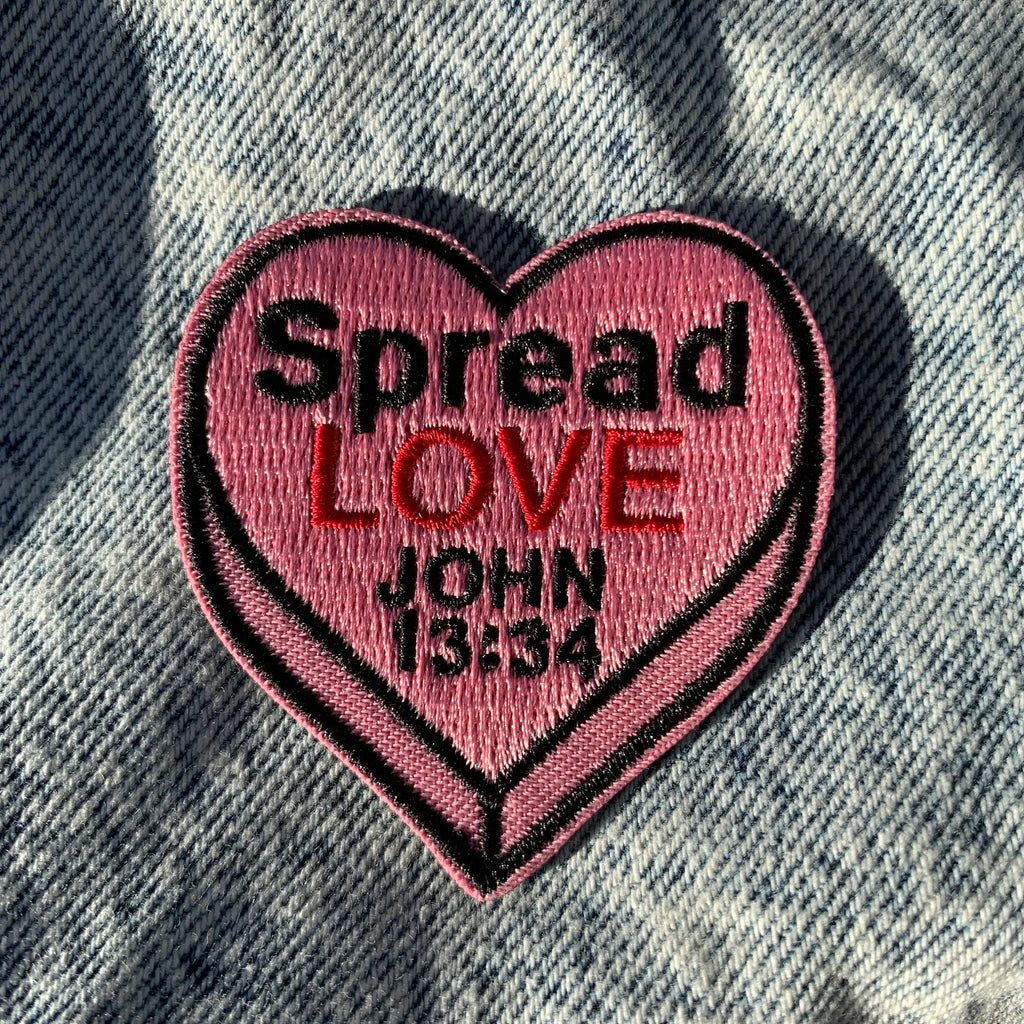 Spread Love Heart Embroidery Iron-on Christian Patch Bible Verse